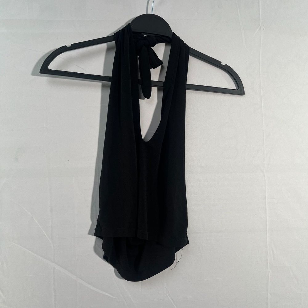 Brandy Melville Black Halter Crop Top Back Adjustable Tie Perfect Summer Beach S - Picture 5 of 7